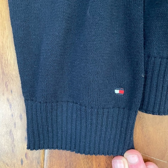 Tommy Hilfiger Women's Cropped Double Heart Sweater Navy Crewneck Size Large. - Picture 9 of 12